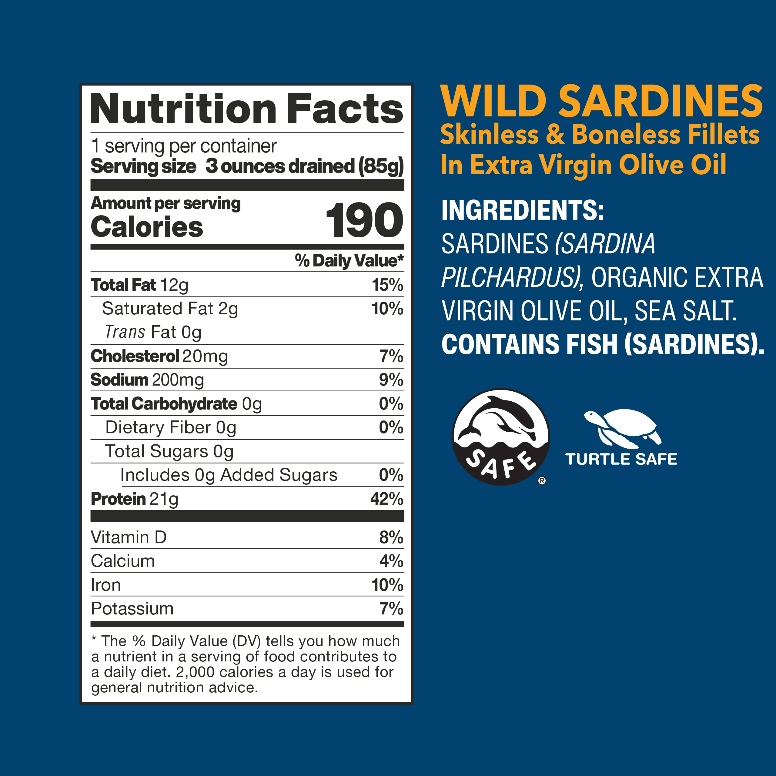 Wild Planet Wild Sardines, Tinned Fish, Sustainable Caught, Non-GMO, Kosher, Gluten Free