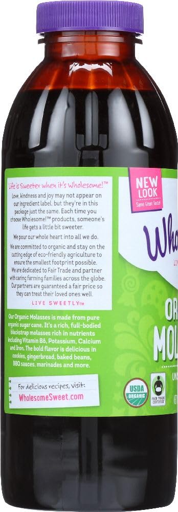 Wholesome Sweeteners Organic Blackstrap Molasses, Unsulphured, 16 oz (Pack of 6)