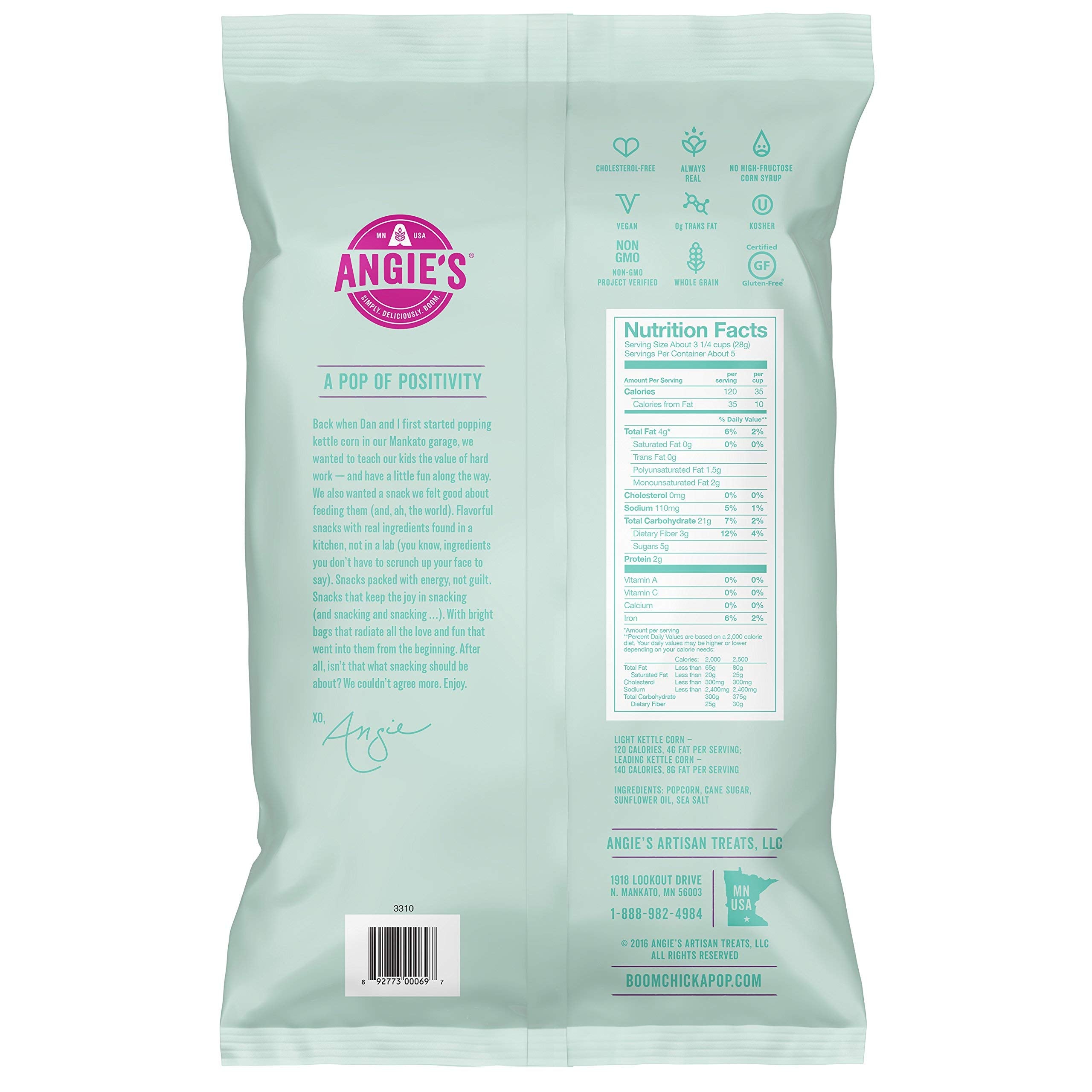 Angie's BOOMCHICKAPOP Light Kettle Corn Popcorn, 5 Ounce Bag (Pack of 12 Bags)