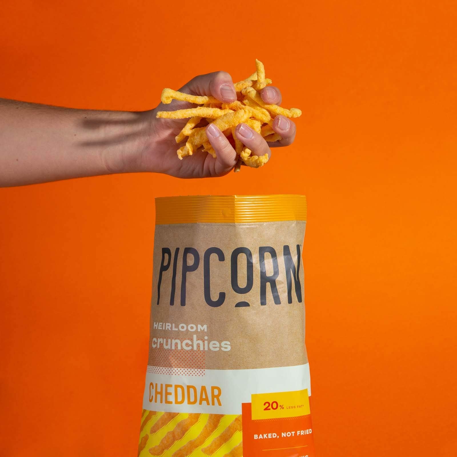 Pipcorn Heirloom Crunchies - Cheddar (3 Pack of 7oz Bags) - Organic Cheese, Baked not Fried, No Artificial Anything, Non-GMO Heirloom Corn, No Preservatives, Gluten Free