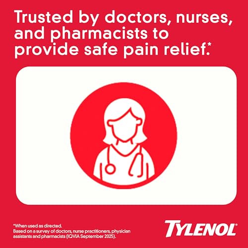 Tylenol Extra Strength Pain Reliever and Fever Reducer Caplets, 500 mg Acetaminophen Pain Relief Pills for Headache, Backache
