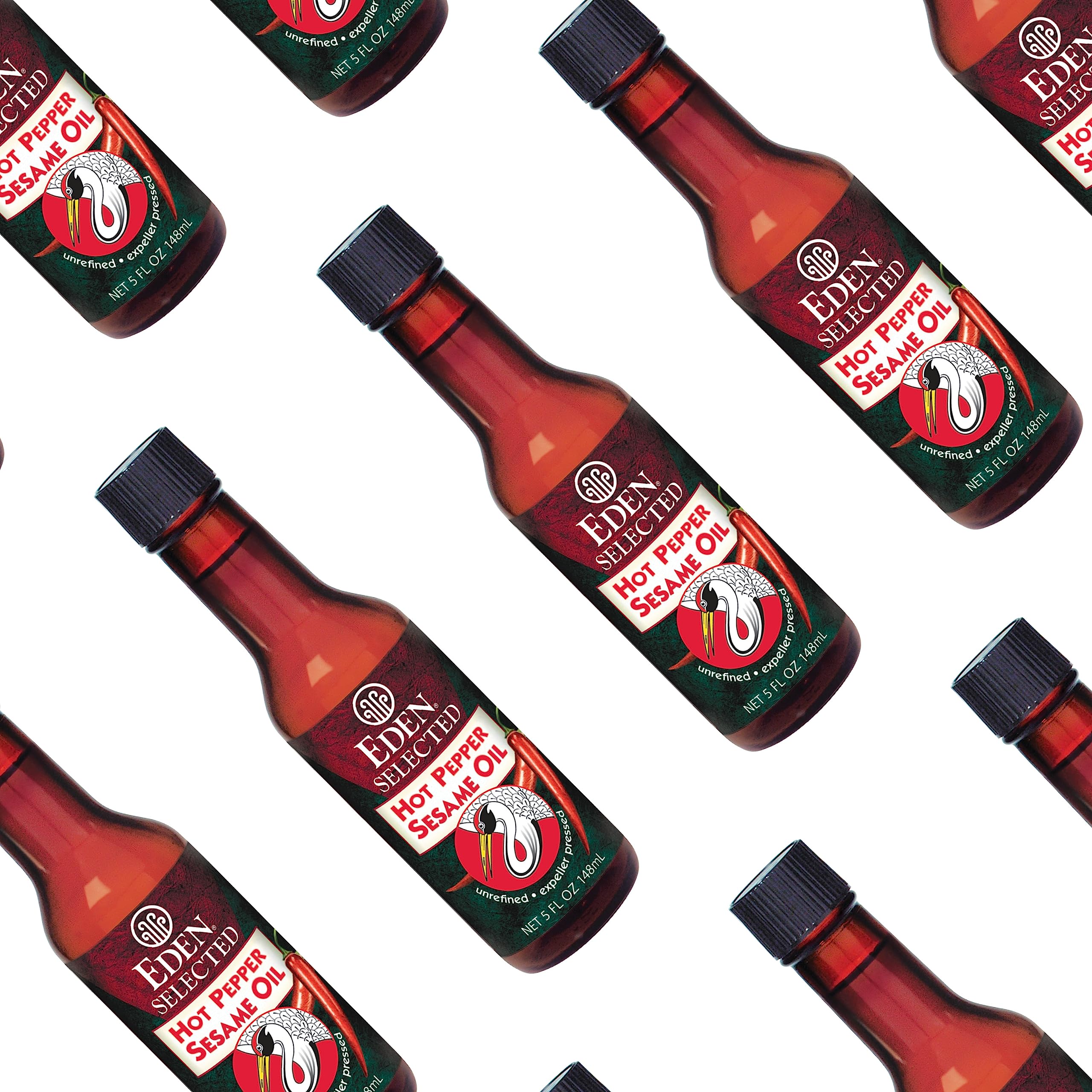 Eden Hot Pepper Toasted Sesame Chili Oil, Unrefined Expeller Pressed, 5 oz Amber Glass Bottle