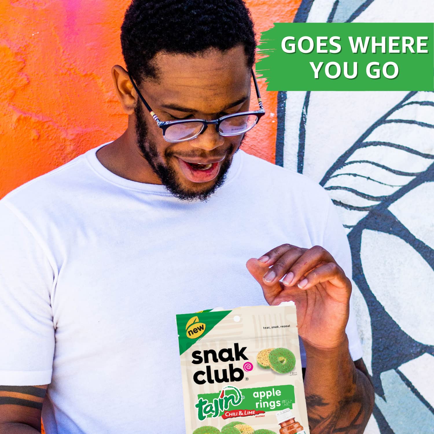 Snak Club Tajin Gummy Candy Fruit Rings, Gummies with Chili and Lime Seasoning, Mild Spice, Gluten-Free and Vegan Snacks