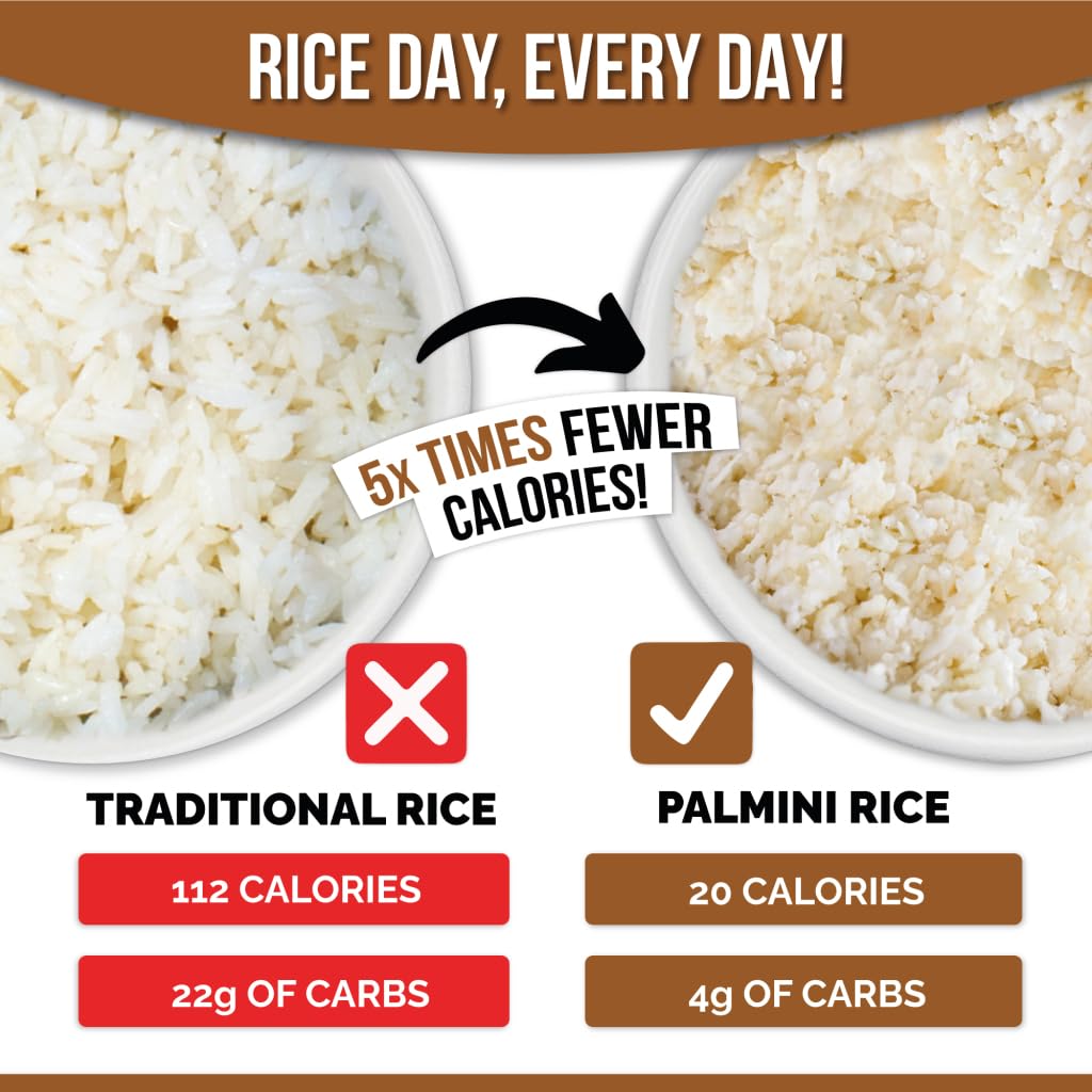 Palmini Rice | Low-Carb, Low-Calorie Hearts of Palm Rice | Keto, Gluten Free, Vegan, Non-GMO & Healthy | As seen on Shark Tank