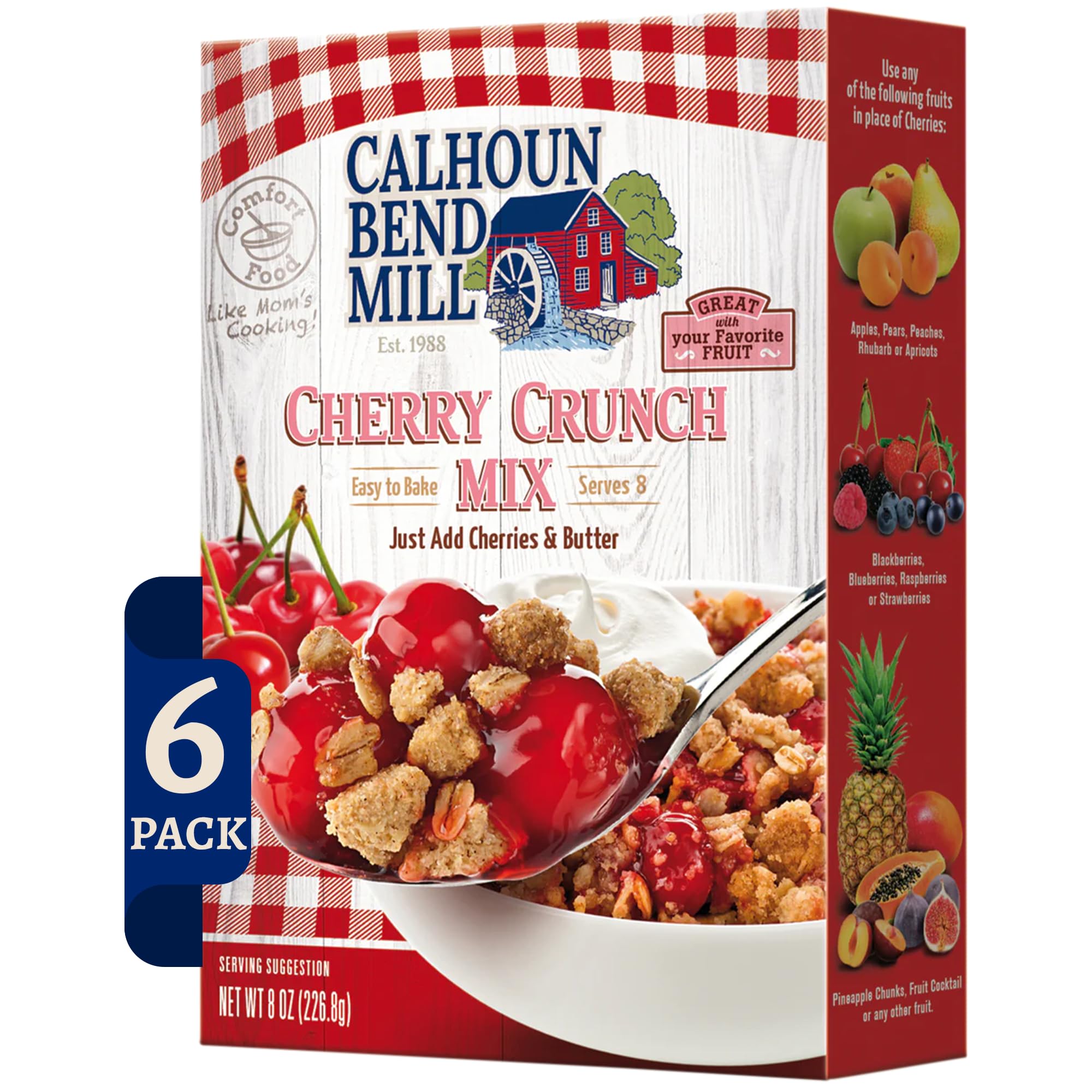 Calhoun Bend Mill Cherry Crunch Mix | Sweet and Crunchy Topping | Perfect for Deep Dish Desserts with Cherries or Your Favorite Fruit | Ideal for Gourmet Baking and Dessert Delights - 8 Oz (Pack of 6)