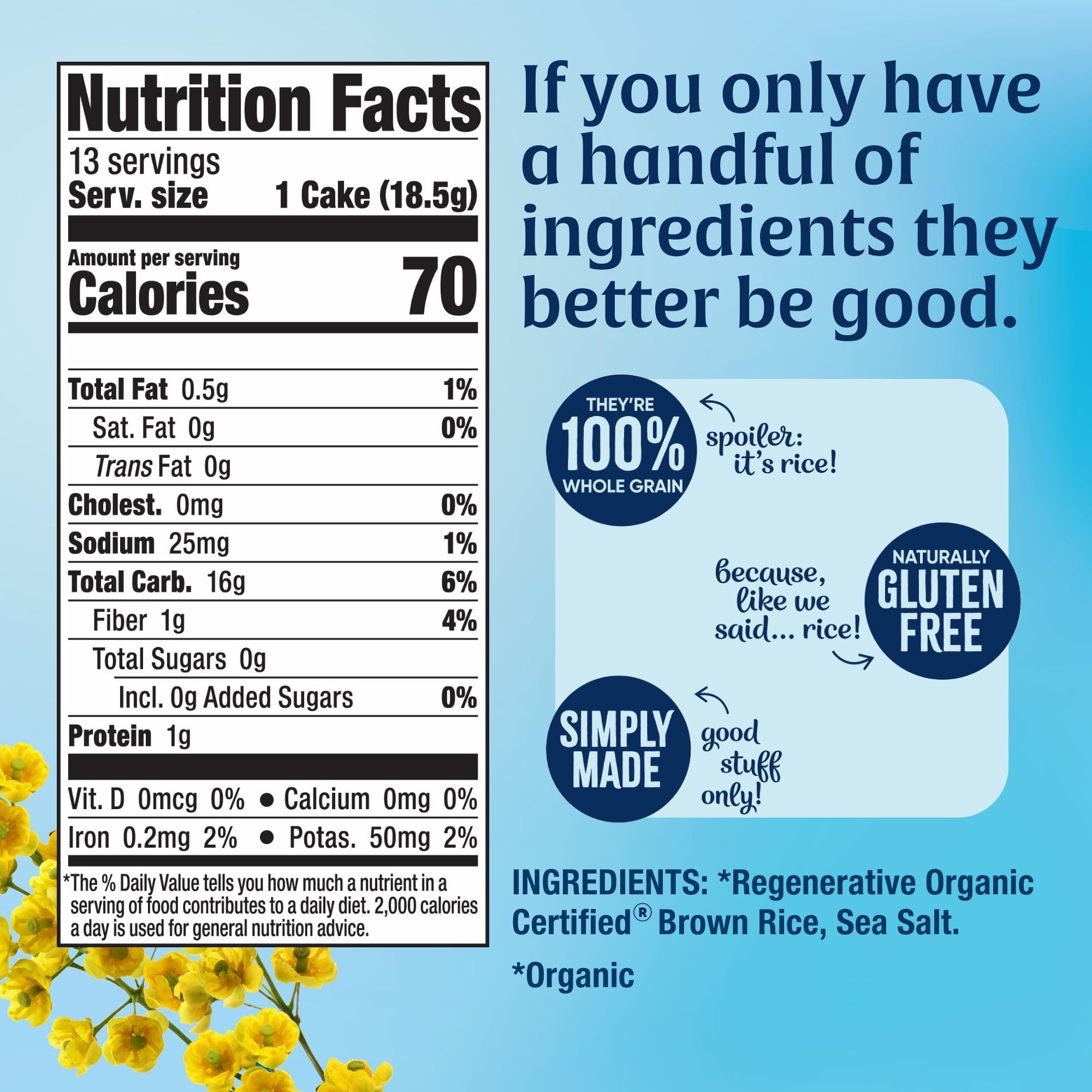 Lundberg Organic Brown Rice Cakes, Gluten-Free, Healthy Snacks