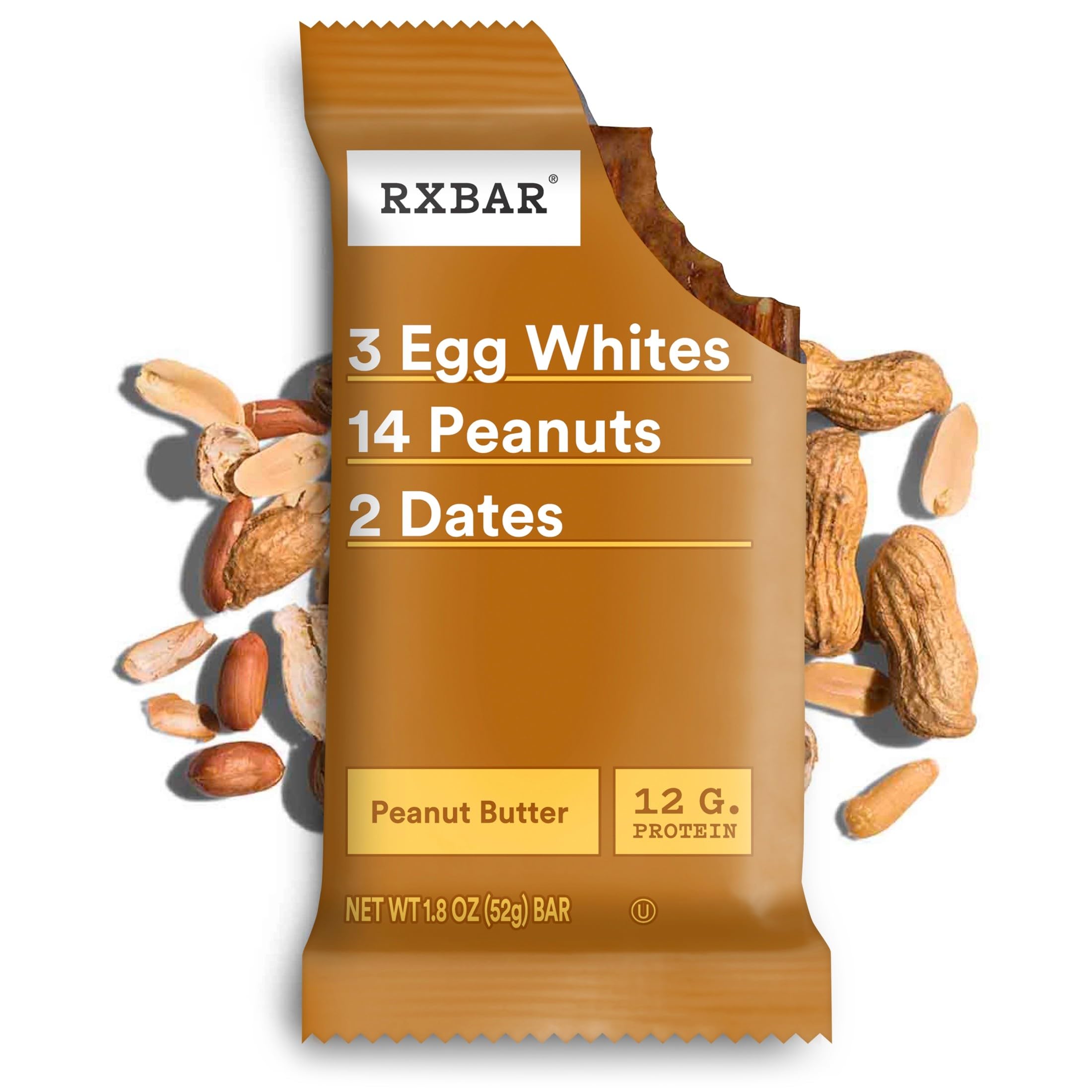 RXBAR Protein Bars, 12g Protein, Gluten Free Snacks, Peanut Butter