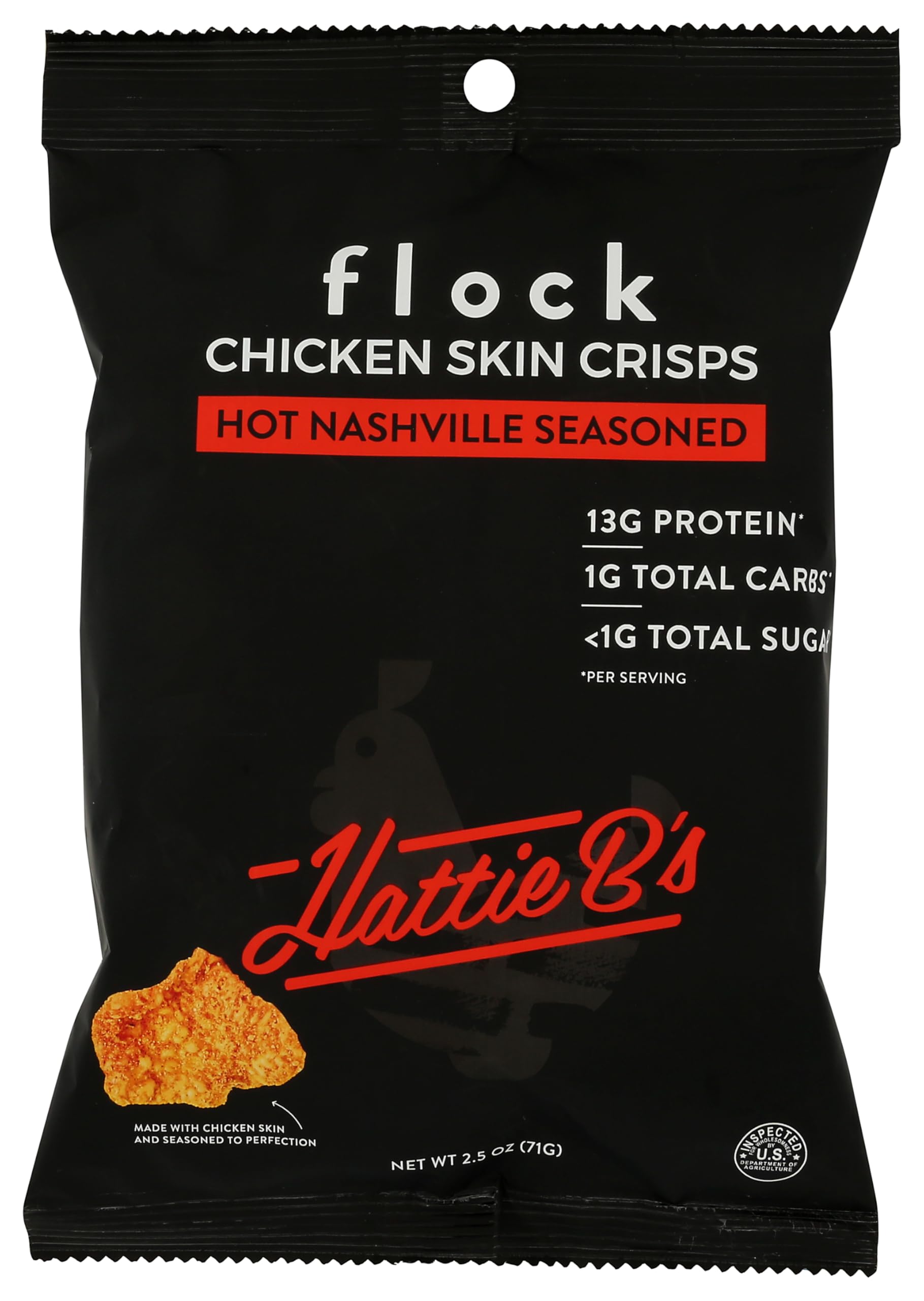Flock, Chicken Skin Crisps Hattie Bs, 2.5 Ounce