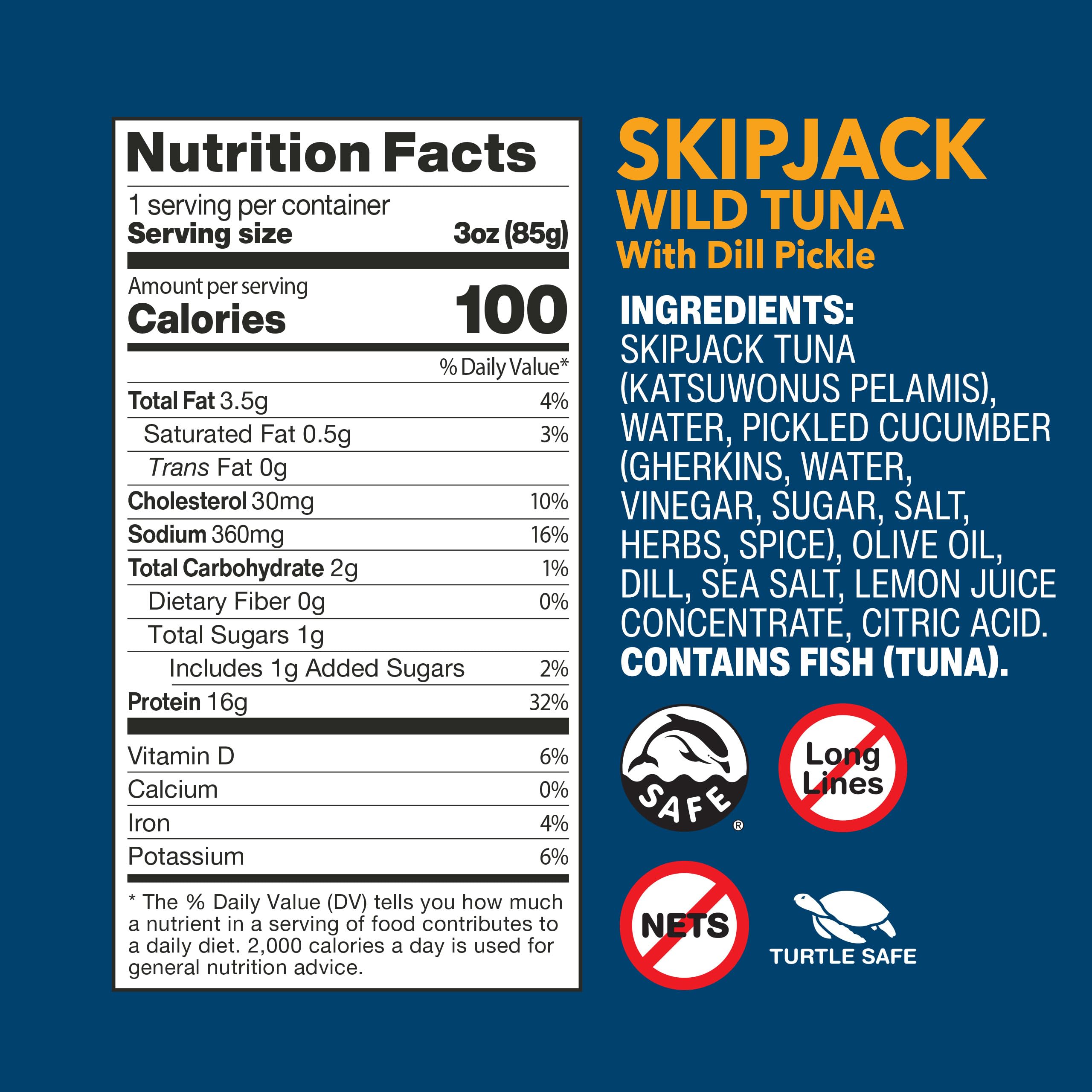 Wild Planet Wild Skipjack Tuna with Dill Pickle Tinned Fish, Canned Tuna, Sustainably Caught