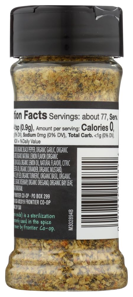 Frontier Natural Salt-Free Lemon Pepper Seasoning (6x2.5 Oz)