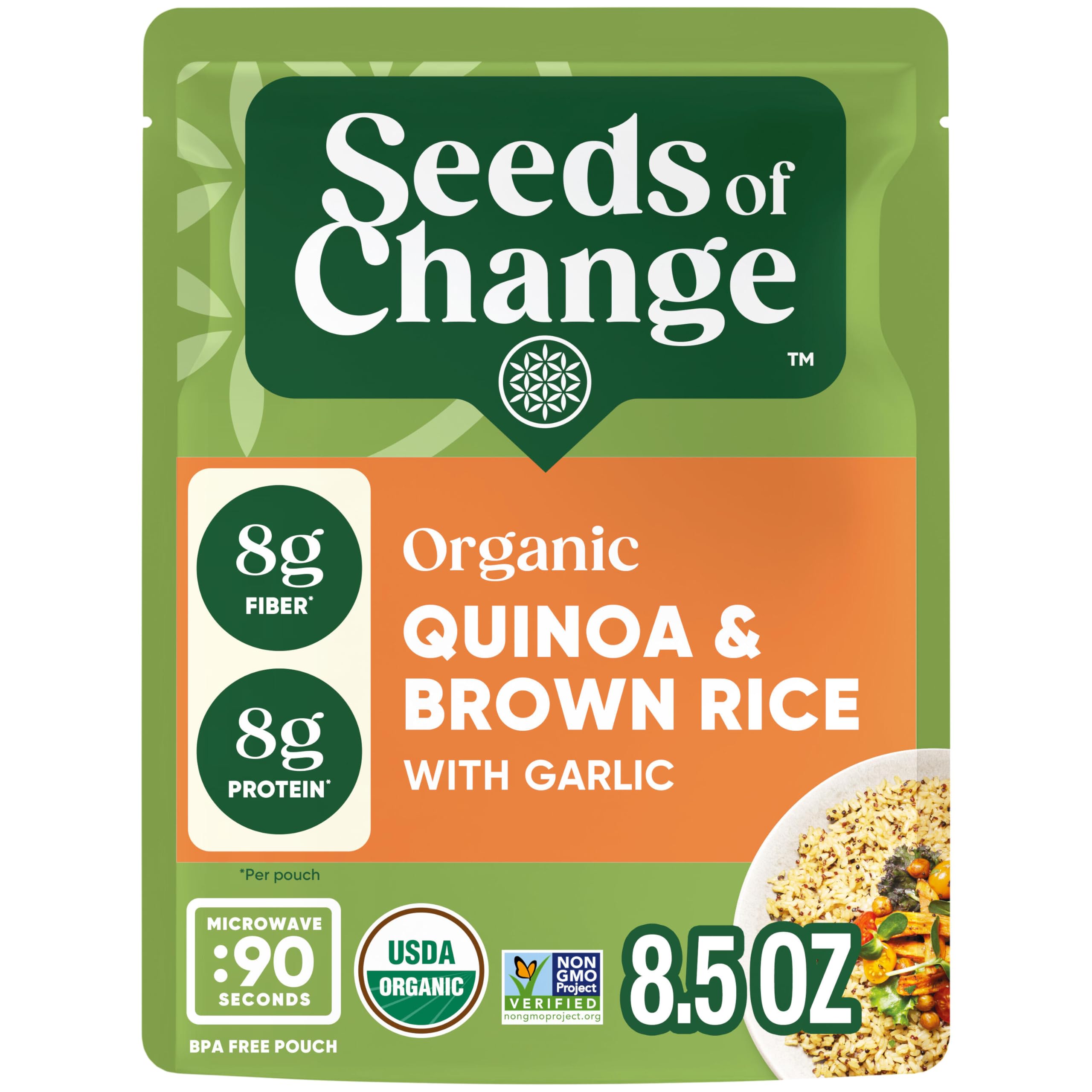 SEEDS OF CHANGE Organic Quinoa & Brown Rice with Garlic, 8.5 Ounce