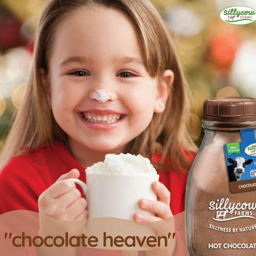 Sillycow Farms Hot Chocolate Mix Truffle Flavor | Vegan, Nut Free Certified Quality Cocoa Powder | Gluten-Free, Non-GMO & Dairy-Free | Reusable Packaging | 16.9 Oz Reusable Glass Bottle