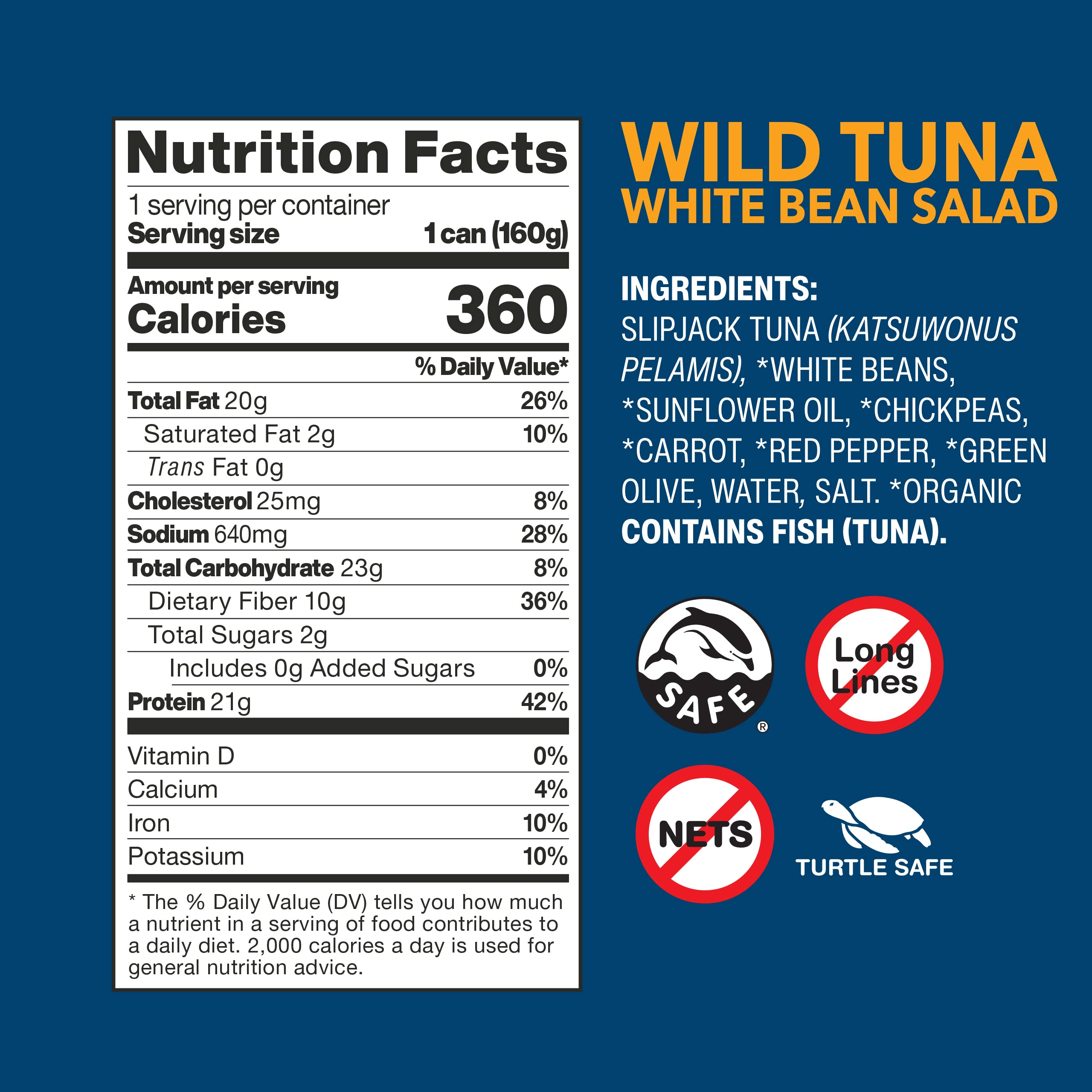 Wild Planet Ready-To-Eat Wild Tuna White Bean Salad With Organic Chickpeas, Carrots, Red Peppers & Green Olives 5.6oz