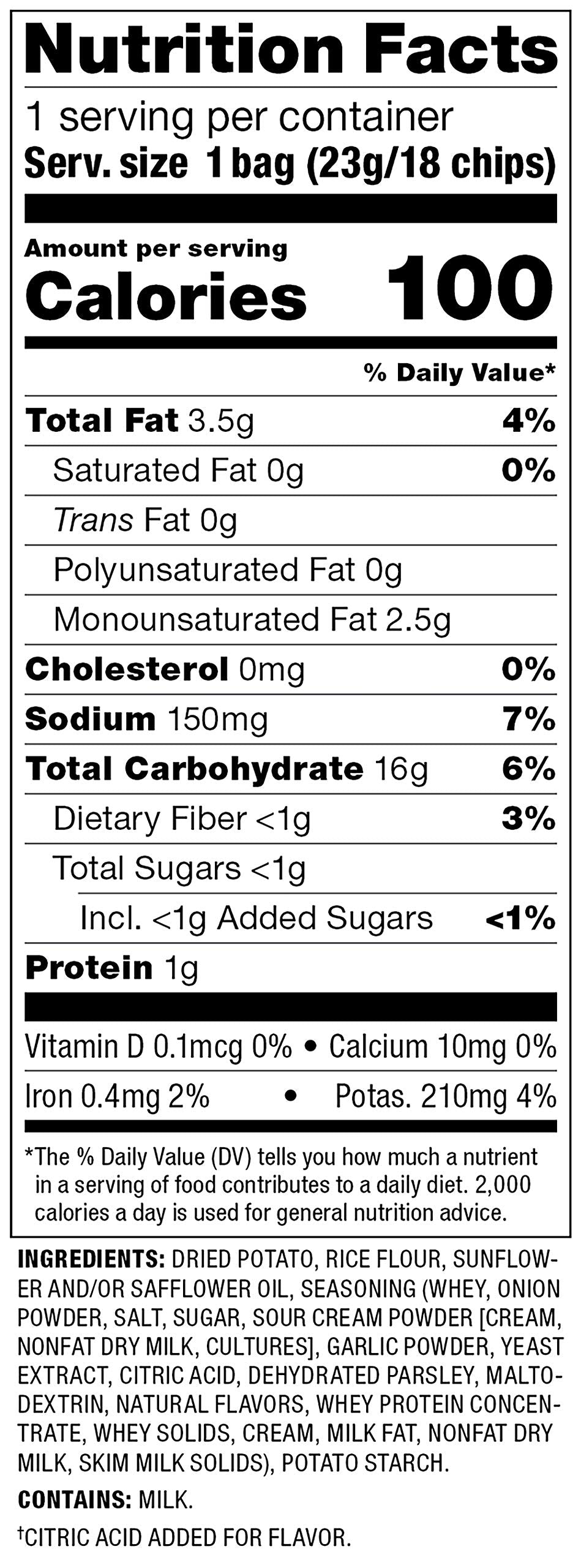 Popchips Sour Cream & Onion Potato Chips Single Serve 0.8 oz Bags (Pack of 24)