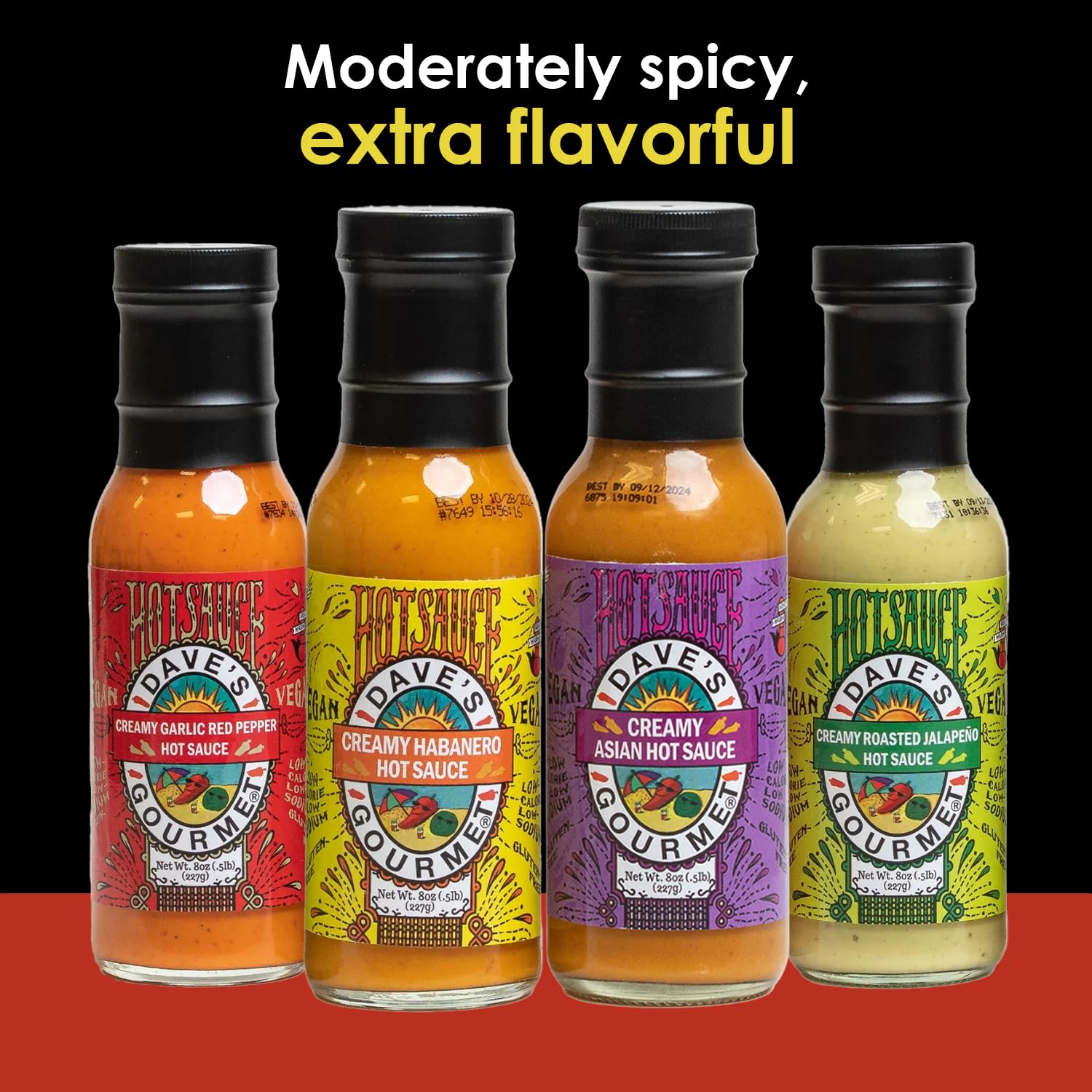 Dave’s Gourmet Creamy Roasted Jalapeno Hot Sauce - Moderately Spicy & Creamy Jalapeno Sauce - Green Hot Sauce for Tacos, Dips & Marinades - Vegan, Gluten-Free Sauce - 8oz Bottles (Pack of 6)