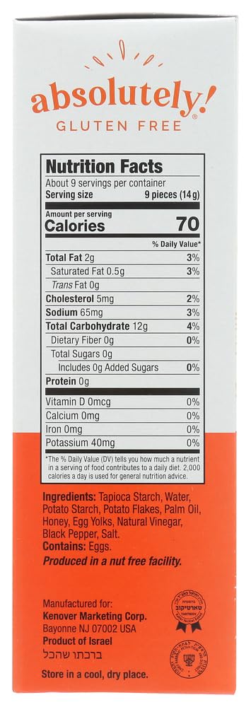 Absolutely Gluten Free Cracked Pepper Crackers, 4.4 Ounce -- 12 per case. by Absolutely Gluten Free