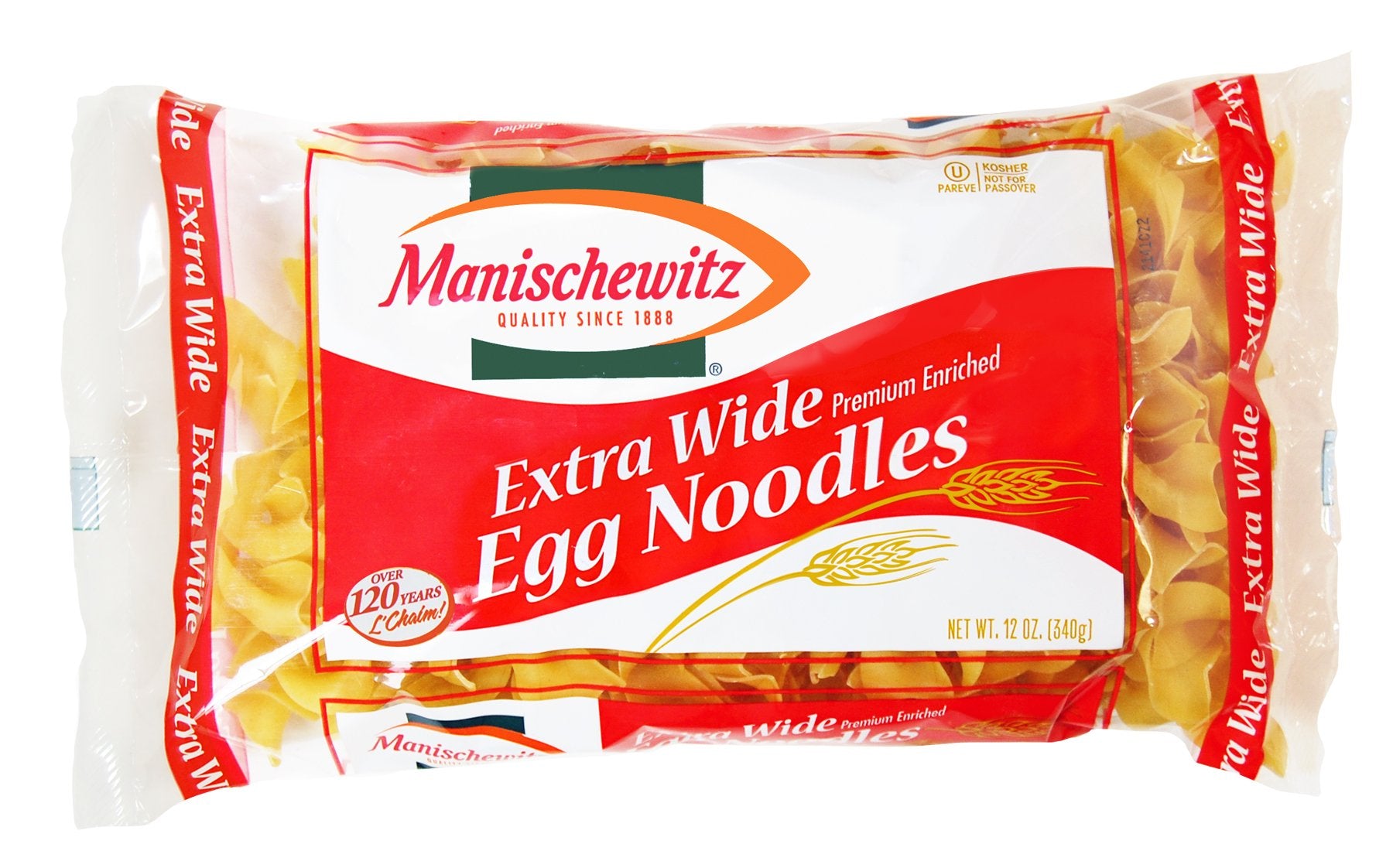 Manischewitz Extra Wide Egg Noodles, Kosher, 12 Ounce (Pack of 12)