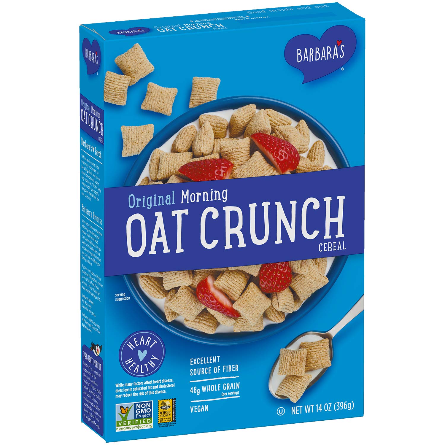 Three Sisters Barbara's Morning Oat Crunch Original Cereal, Heart Healthy, Non-GMO, 14 Oz Box