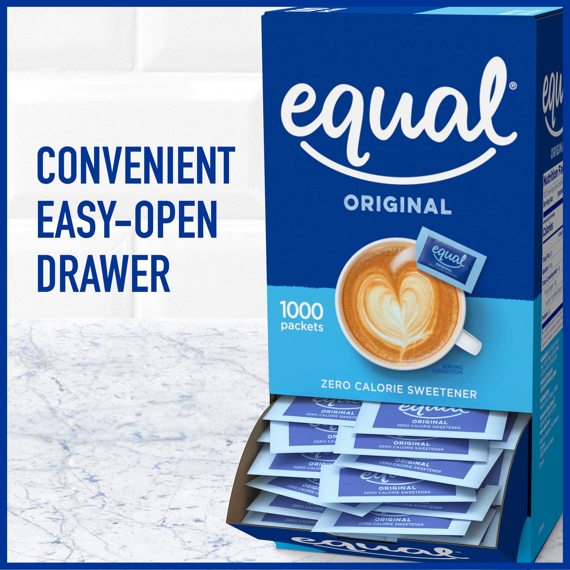 EQUAL 0 Calorie Sweetener, Sugar Substitute, Zero Calorie Sugar Alternative Sweetener Packets, Sugar Alternative, 500 Count