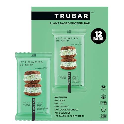 TruBars Vegan Protein Bars - Soy Free, Dairy Free, Gluten Free Protein Bars - No Sugar Alcohols - Non-GMO - 12g of Protein