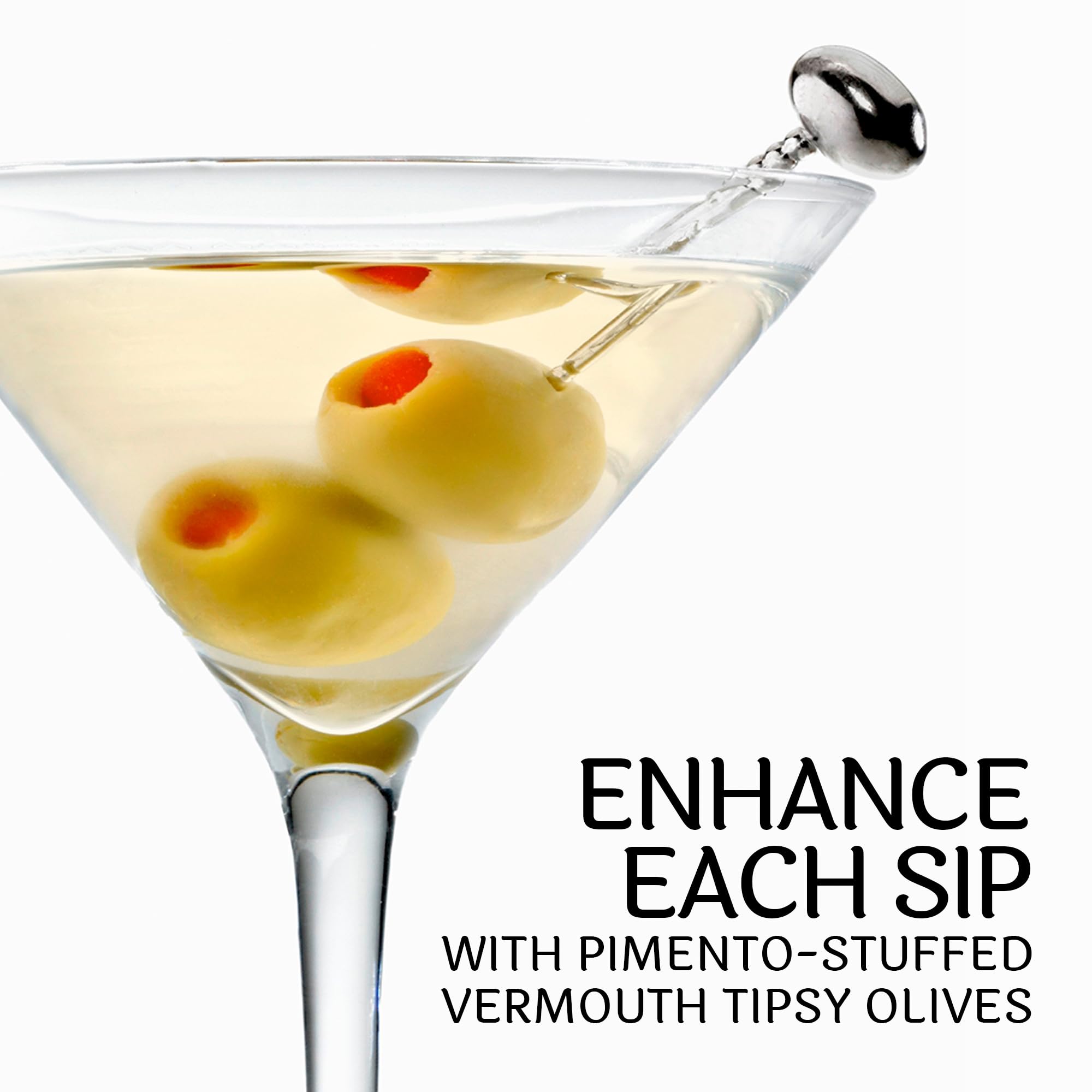 Tipsy Green Olives Stuffed with Pimento - Martini Stuffed Colossal Cocktail Olives with French Vermouth for Bloody Mary Condiments - Sable & Rosenfeld