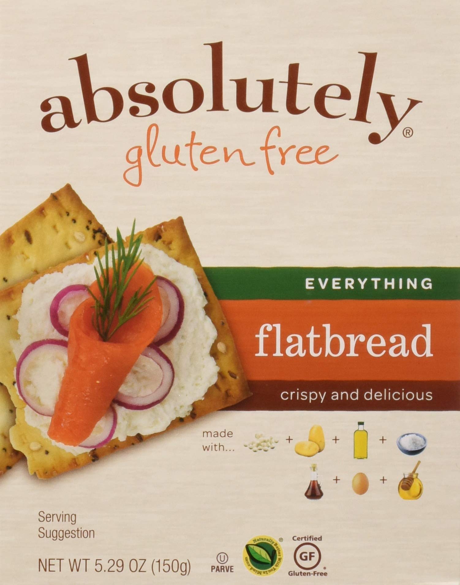 ABSOLUTELY GLUTEN FREE FLATBREAD GF EVERYTHING, 5.29 Ounce, Pack of 12