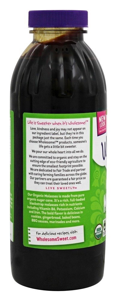 Wholesome Organic Molasses Unsulphured 16 Fl OZ (Pack of 2)