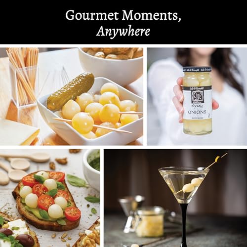 Tipsy Cocktail Onions in Jar with French Vermouth - Pickled Silverskin Onions for Cocktails, Appetizers, and Hors d'Oeuvres, Kosher Parve - Sable & Rosenfeld - 5 oz