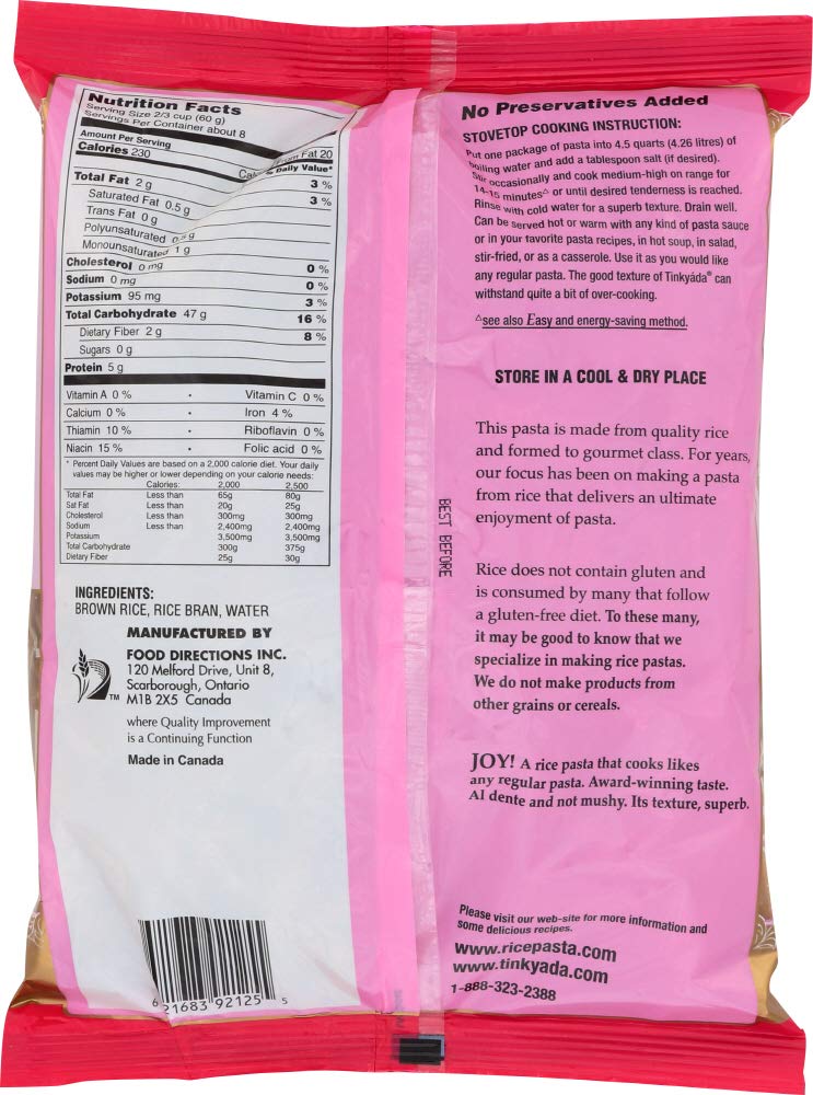 Tinkyada Brown Rice Pasta Spirals Gluten Free -- 16 oz - 2 pc