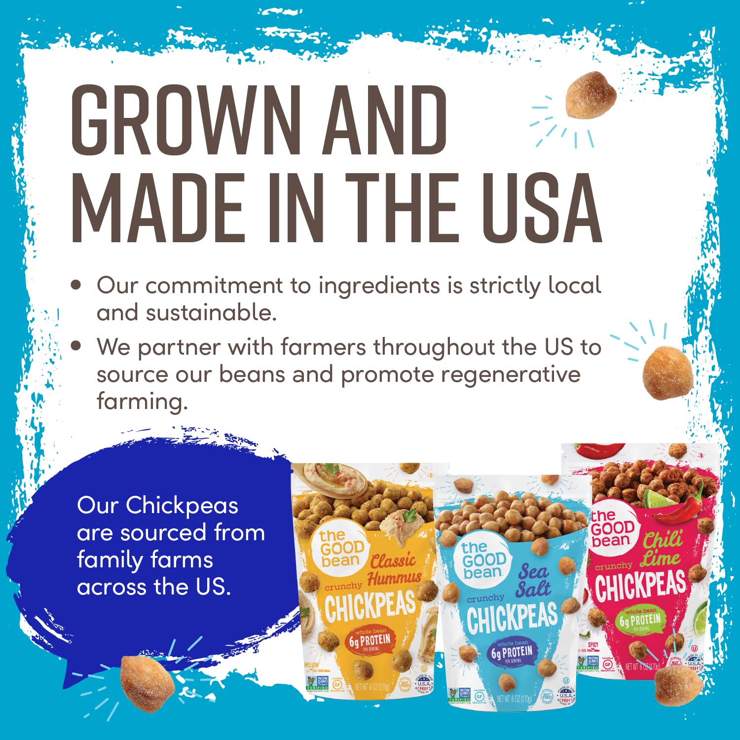 The Good Bean Chickpea Snacks, Smoky Chili/Lime, Gluten and Nut Free, 6 Ounce