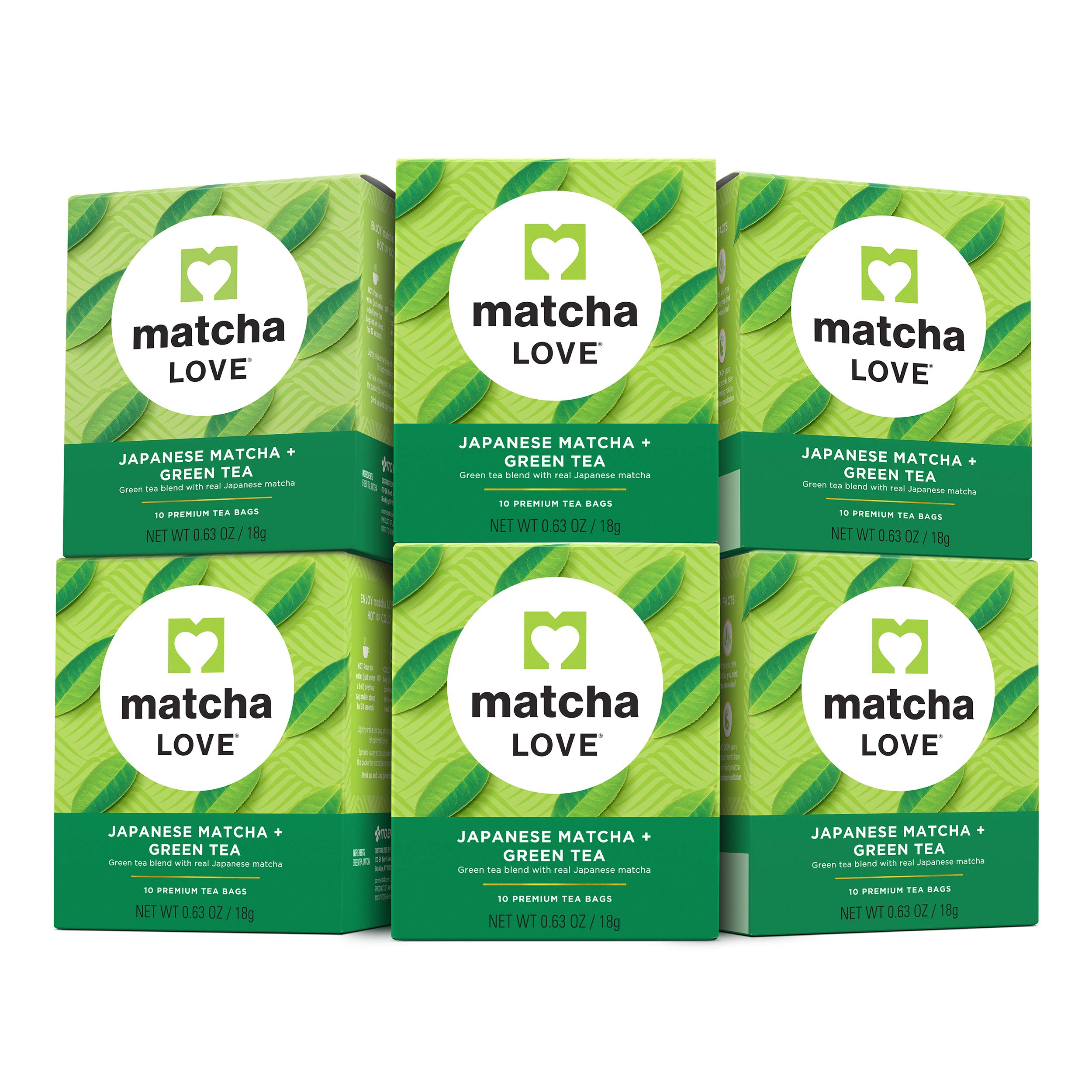 Matcha Love Japanese Matcha + Green Tea, 10 Premium Tea Bags