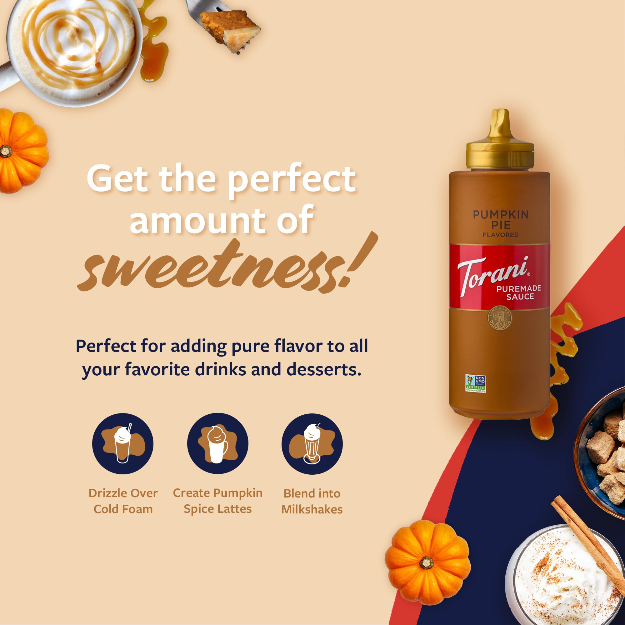 Torani Puremade Pumpkin Pie Sauce 2-Pack for Desserts and Coffeehouse Drinks, 2-Pack, 16.5 Oz Ea