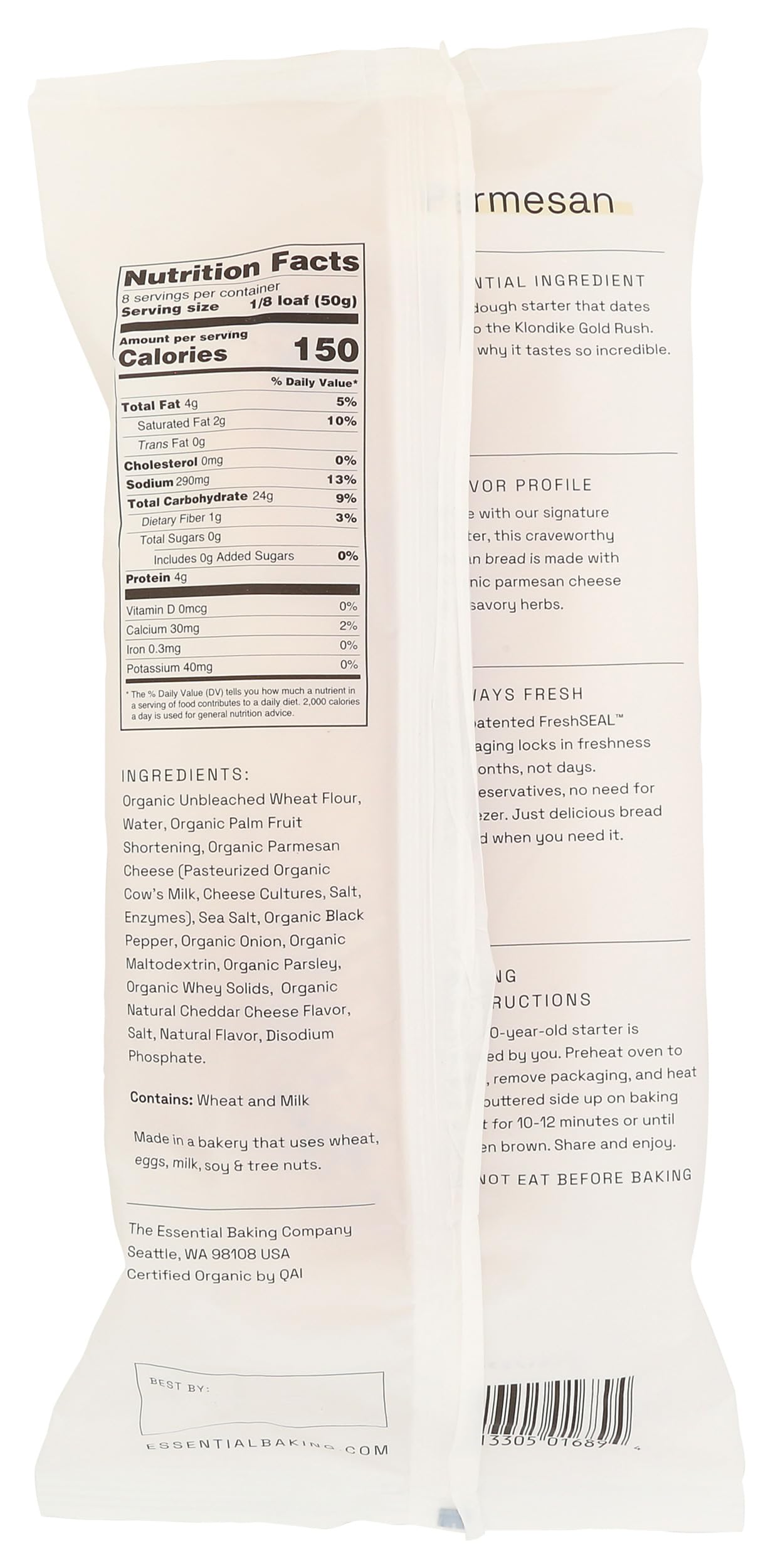 ESSENTIAL BAKING COMPANY Organic Take and Bake Parmesan Bread, 14 OZ