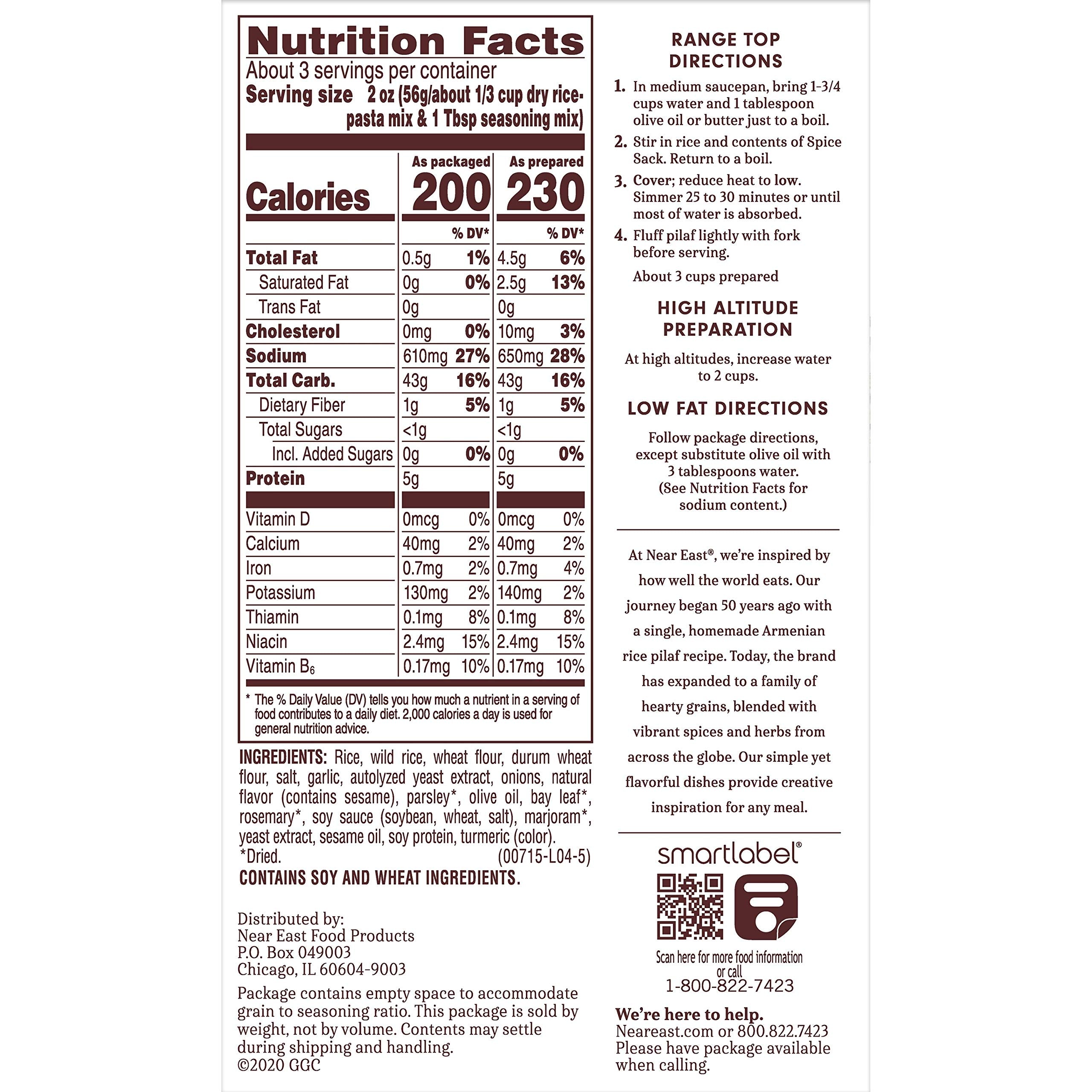 Near East Long Grain & Wild Rice Mix, Garlic & Herb, 5.9oz Box