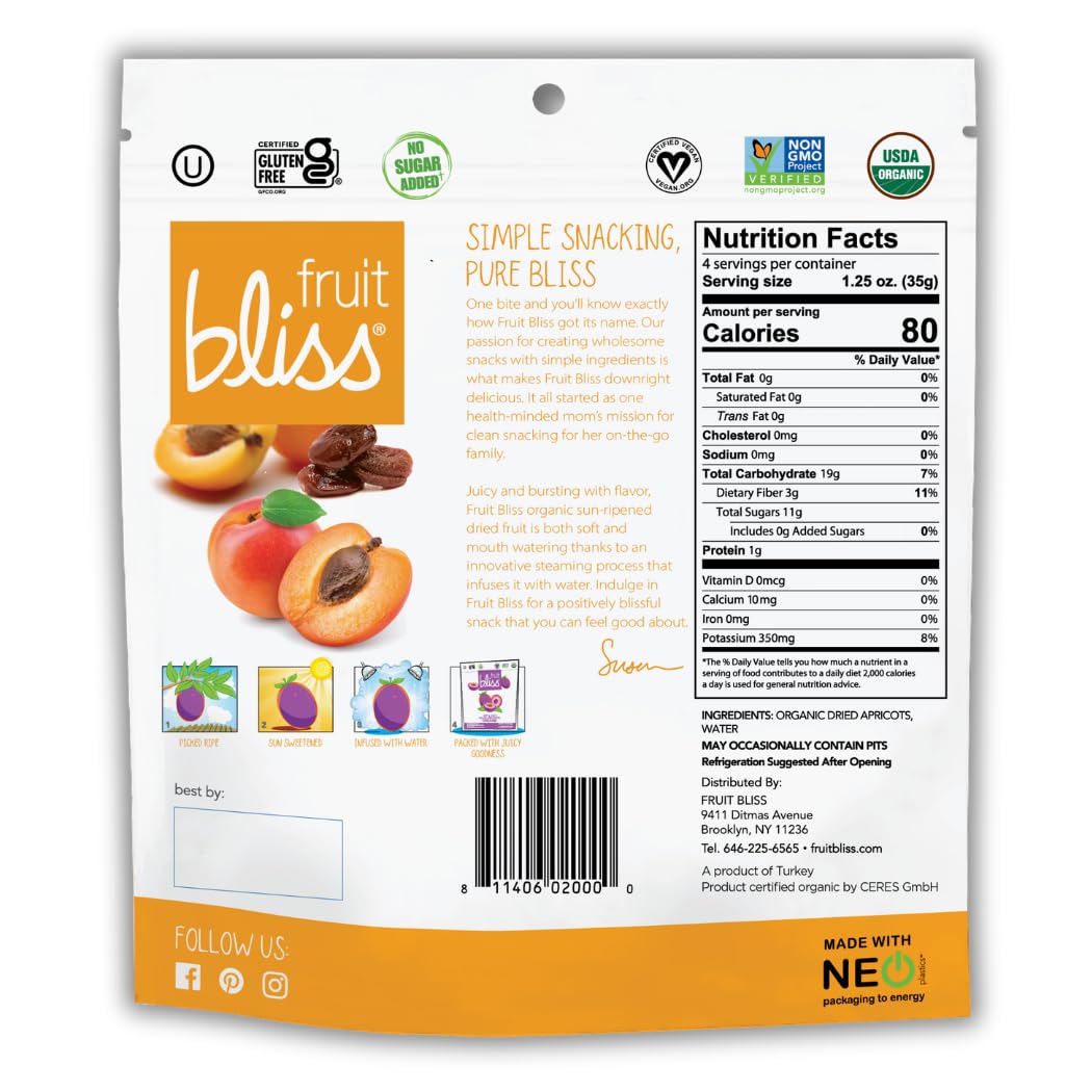 Unsulfured Turkish Apricots - Organic Apricots Dried Fruit Snacks - Healthy Snacks for On the Go & Post Workout Snacks - Non-GMO, Gluten-Free, Dried Apricot Fruit Snacks