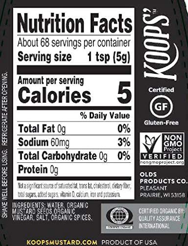 Koops Mustard Organic Stone Ground, 12 Ounce (Pack of 12)