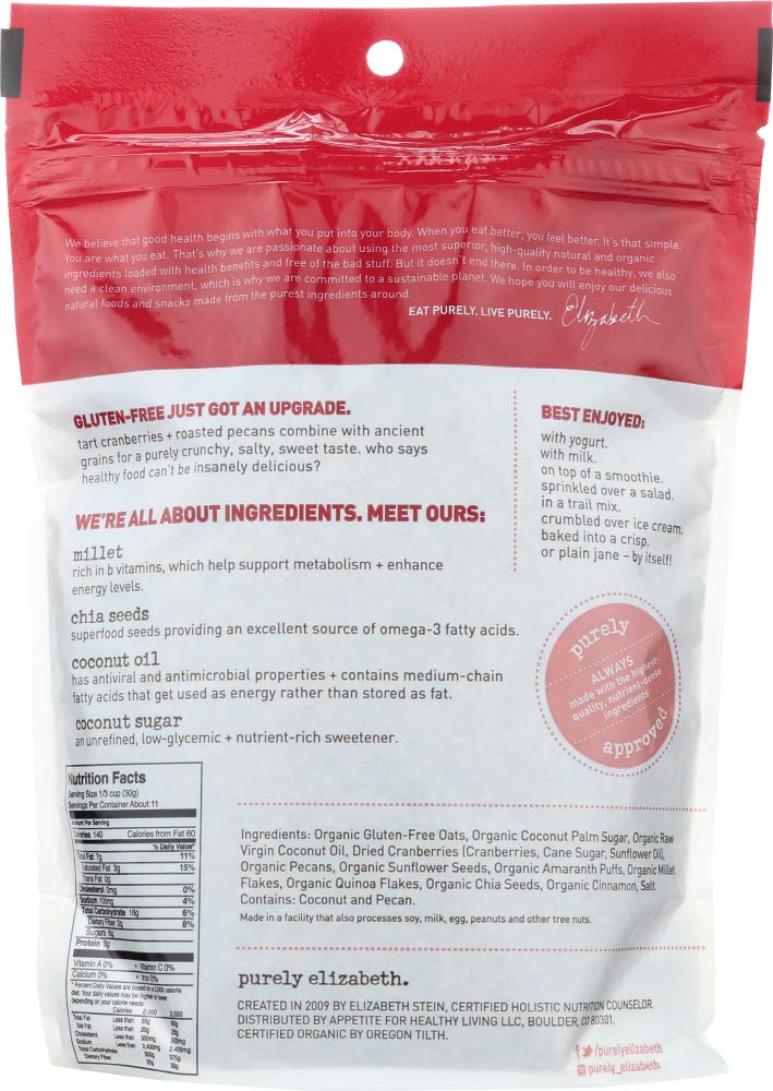 Purely Elizabeth Ancient Grain Granola Gluten Free Cranberry Pecan -- 12 oz - 2 pc