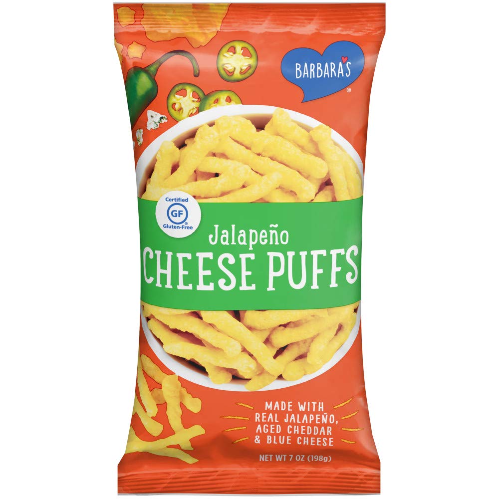 Barbara's Original Cheese Puffs, Cheddar Puff Kids Snack Made With Real Aged Cheddar and Blue Cheese, Gluten Free Snack