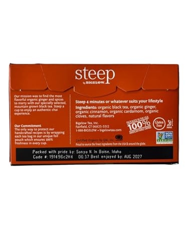 BIGELOW TEA Steep Herbal Tea Flavored Caffeine Free Teabag Box Organic