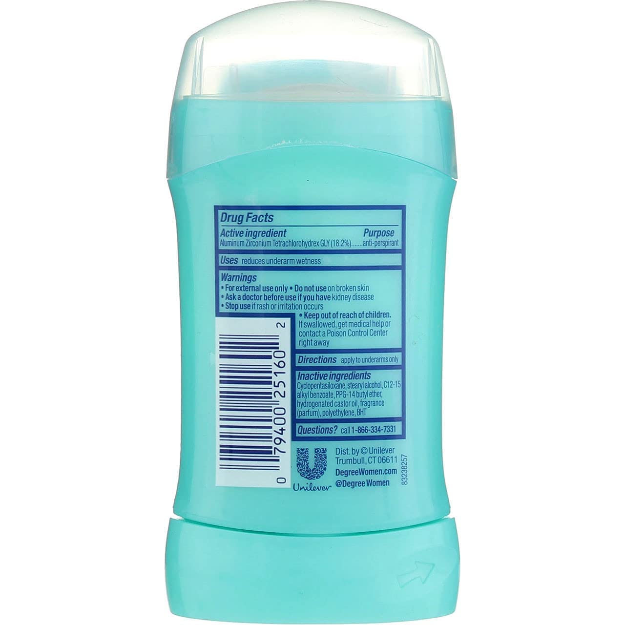 Degree Shower Clean Dry Protection Antiperspirant Deodorant Stick, 1.6 oz, blue