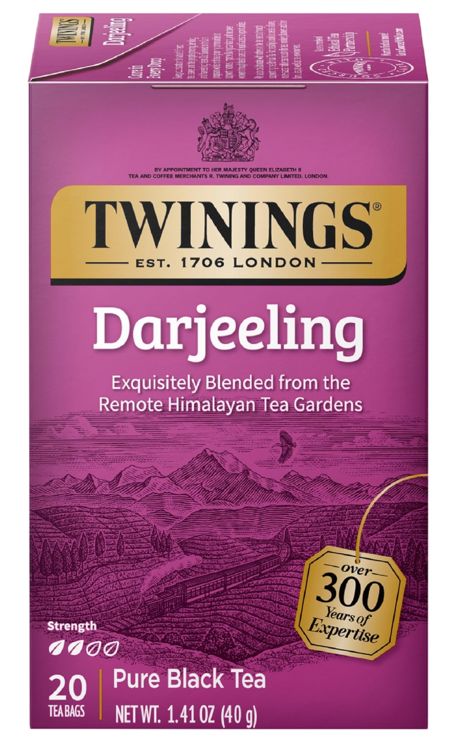 Twinings Darjeeling Black Tea Individually Wrapped Bags, 20 Count (Pack of 6), Delicate Light Taste, Caffeinated, Enjoy Hot or Iced, 120 Teabags