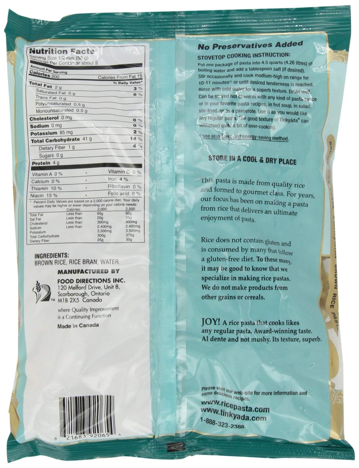 Tinkyada Brown Rice Pasta - Fusilli - Case of 12 - 16 oz