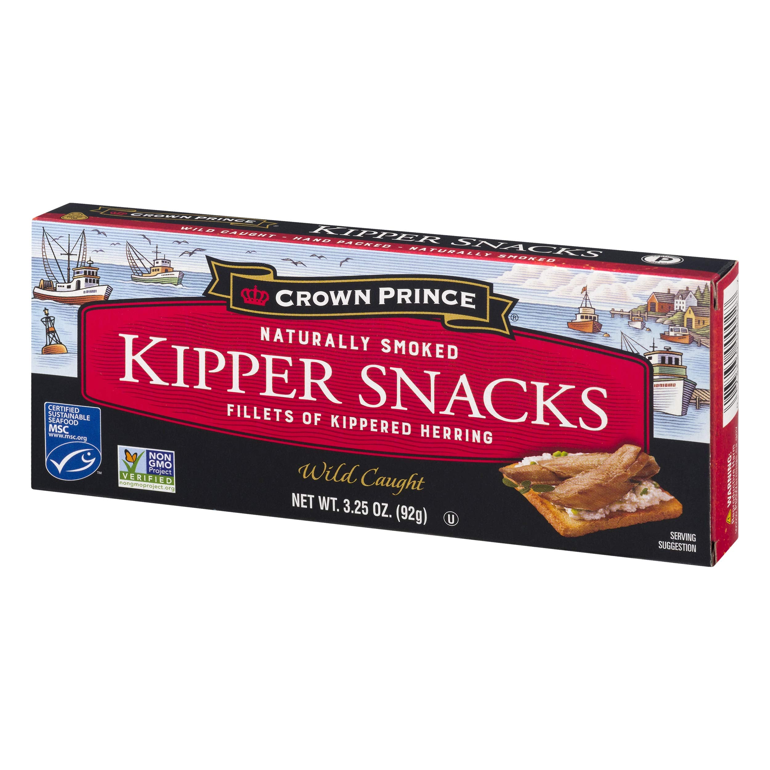 Crown Prince Kipper Snacks, Fillets of Kippered Herring, Naturally Smoked, 3.25 oz (Pack of 1)
