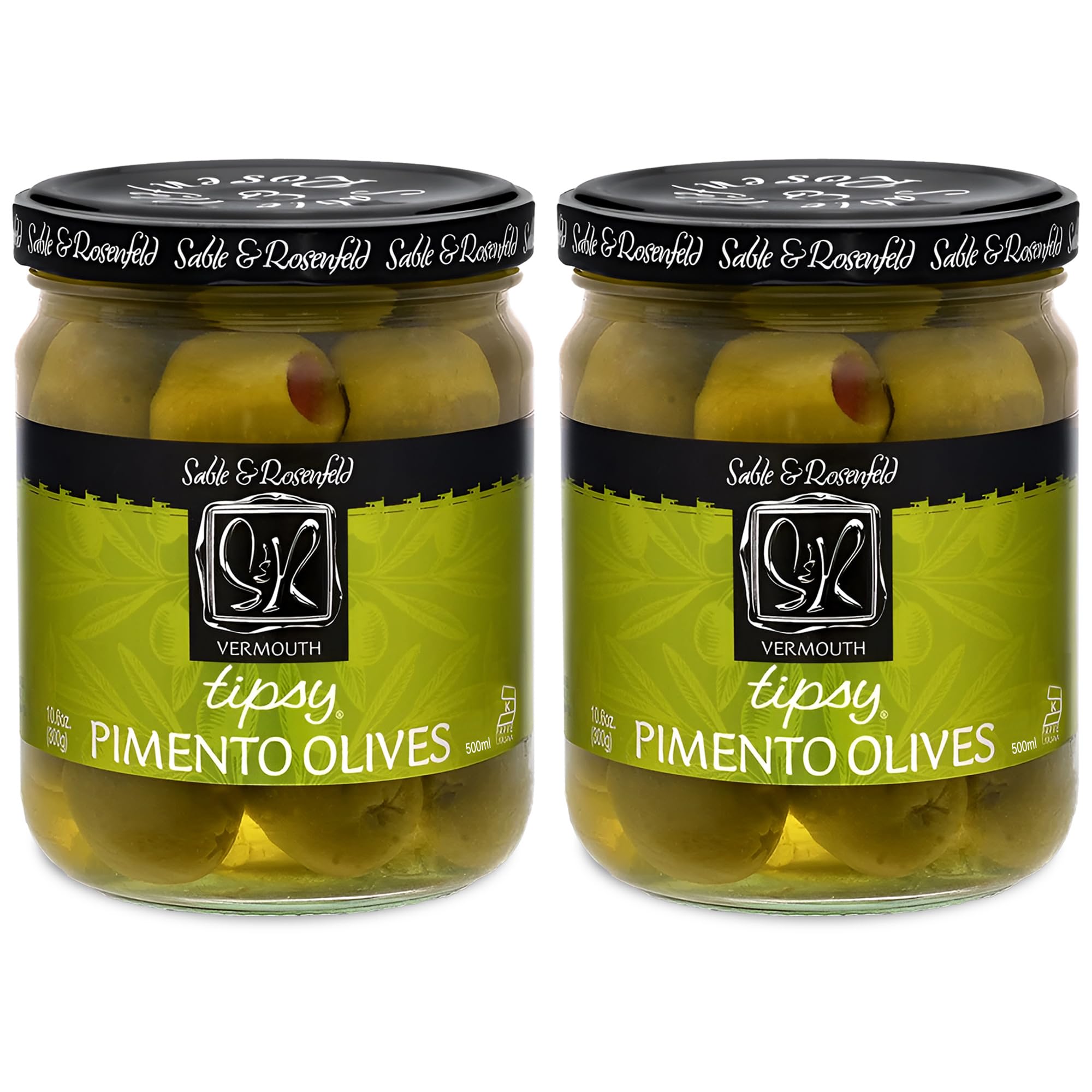 Tipsy Green Olives Stuffed with Pimento - Martini Stuffed Colossal Cocktail Olives with French Vermouth for Bloody Mary Condiments - Sable & Rosenfeld