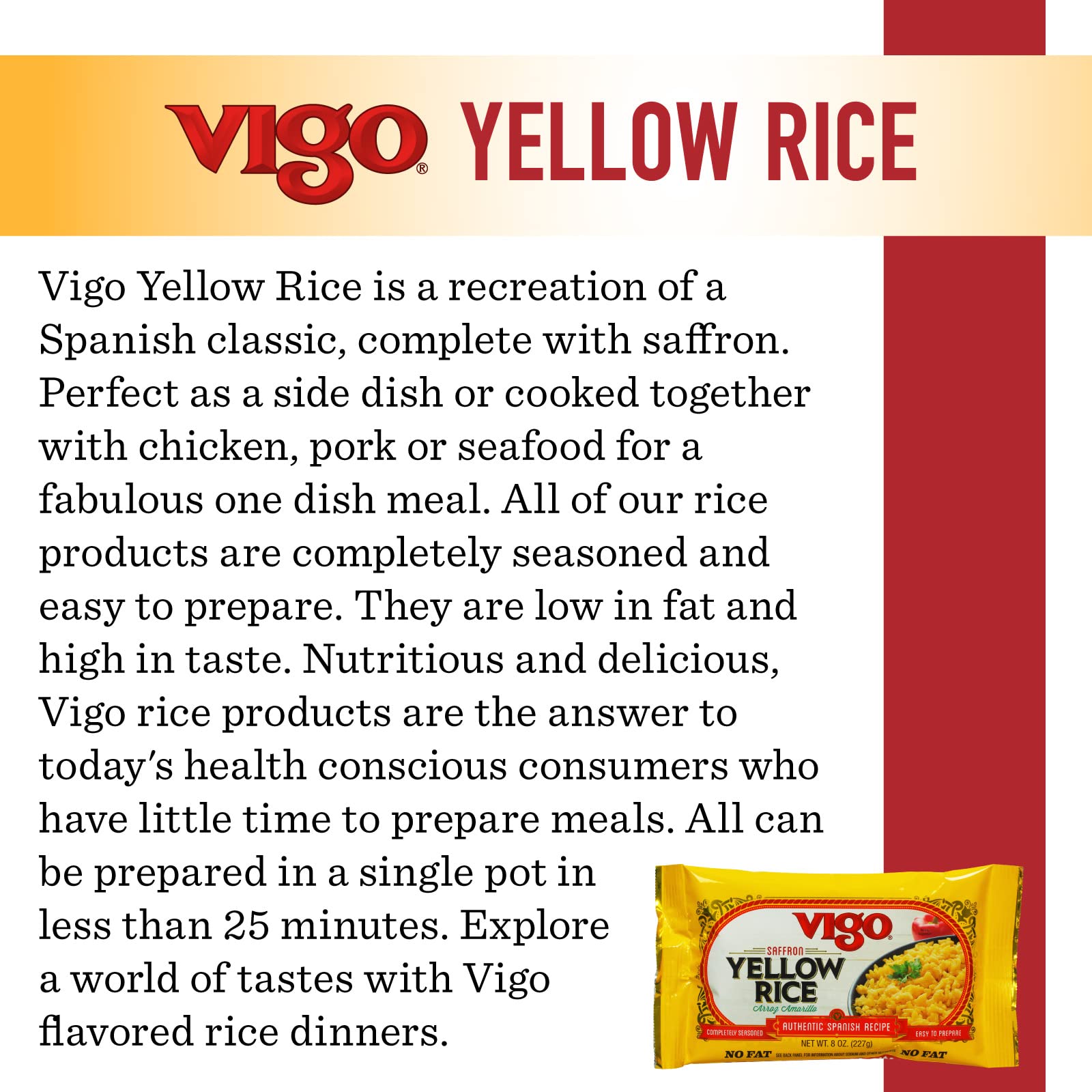 Vigo Authentic Saffron Yellow Rice, Low Fat