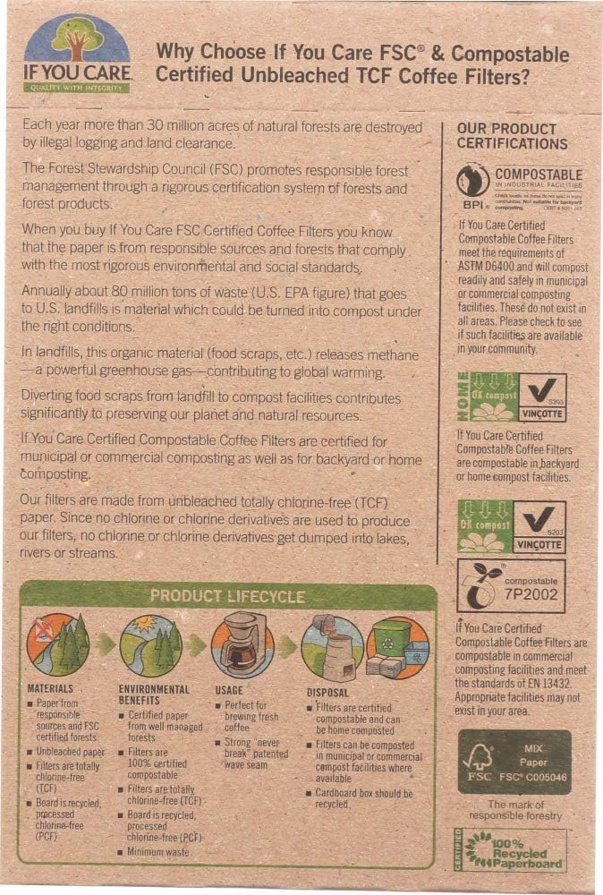 If You Care Coffee Filter No. 2 Size, Compostable, Unbleached, 100-count