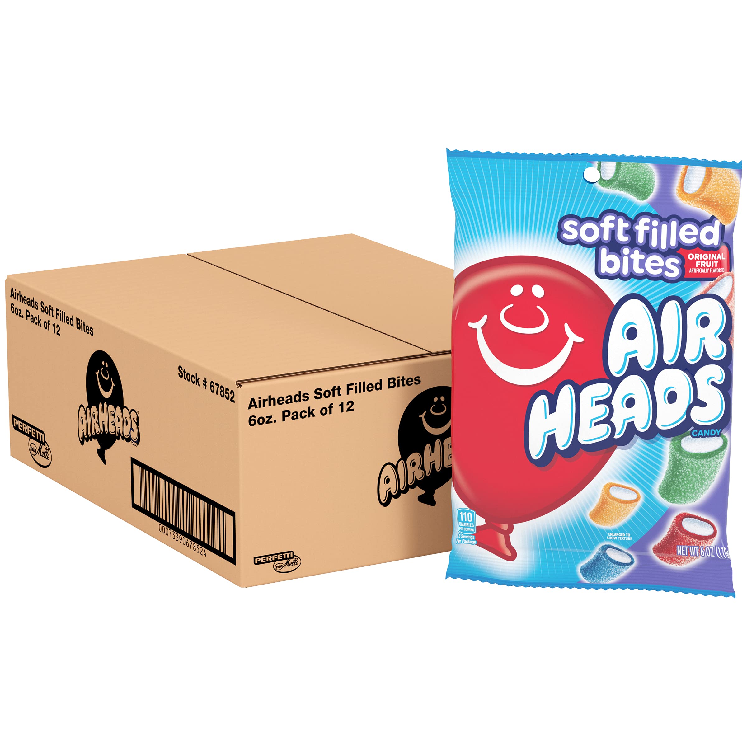 Airheads Soft Filled Bites Candy Peg Bag, 6 Ounce (Bulk Pack of 12)