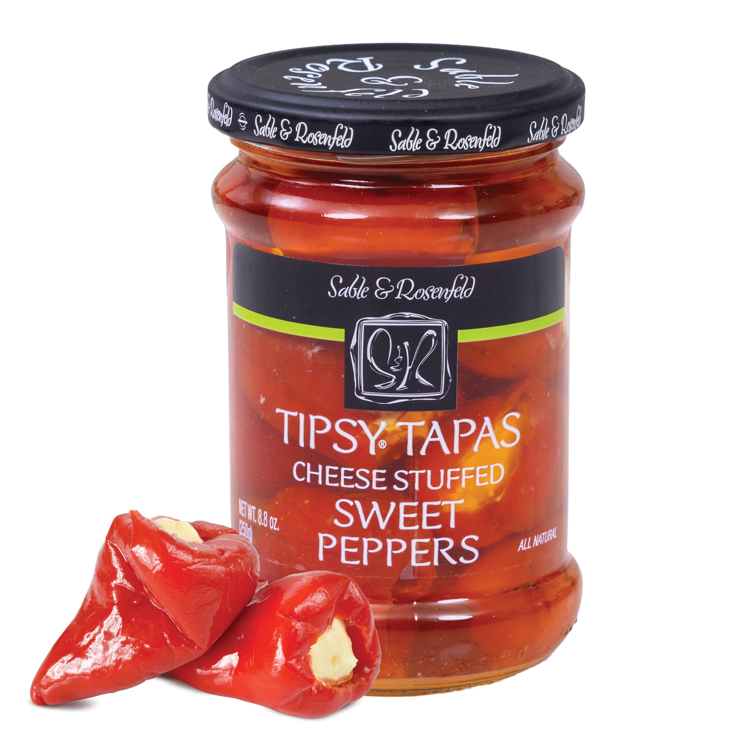Sable & Rosenfeld Tipsy Tapas Cheese Stuffed Sweet Peppers - Gluten-Free Sweet Peppers Stuffed with Cream Cheese for Appetizers - 8.8 Ounce