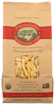 Montebello Organic Pasta, Strozzapreti, 16-Ounce Bag (Pack of 5) by Montebello
