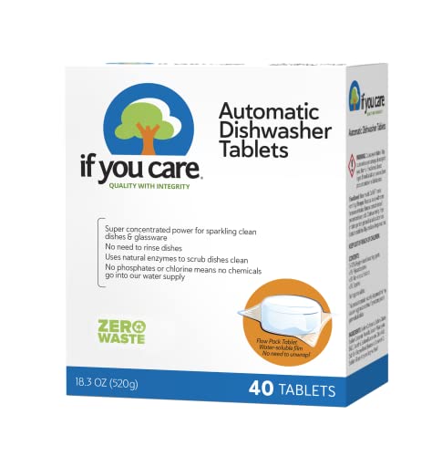 If You Care re Dishwasher Tablets 40 Count - Powerful, Plant Based, Concentrated, Biodegradable, Natural Dish Cleaner Detergent, Dishwashing Soap Tabs